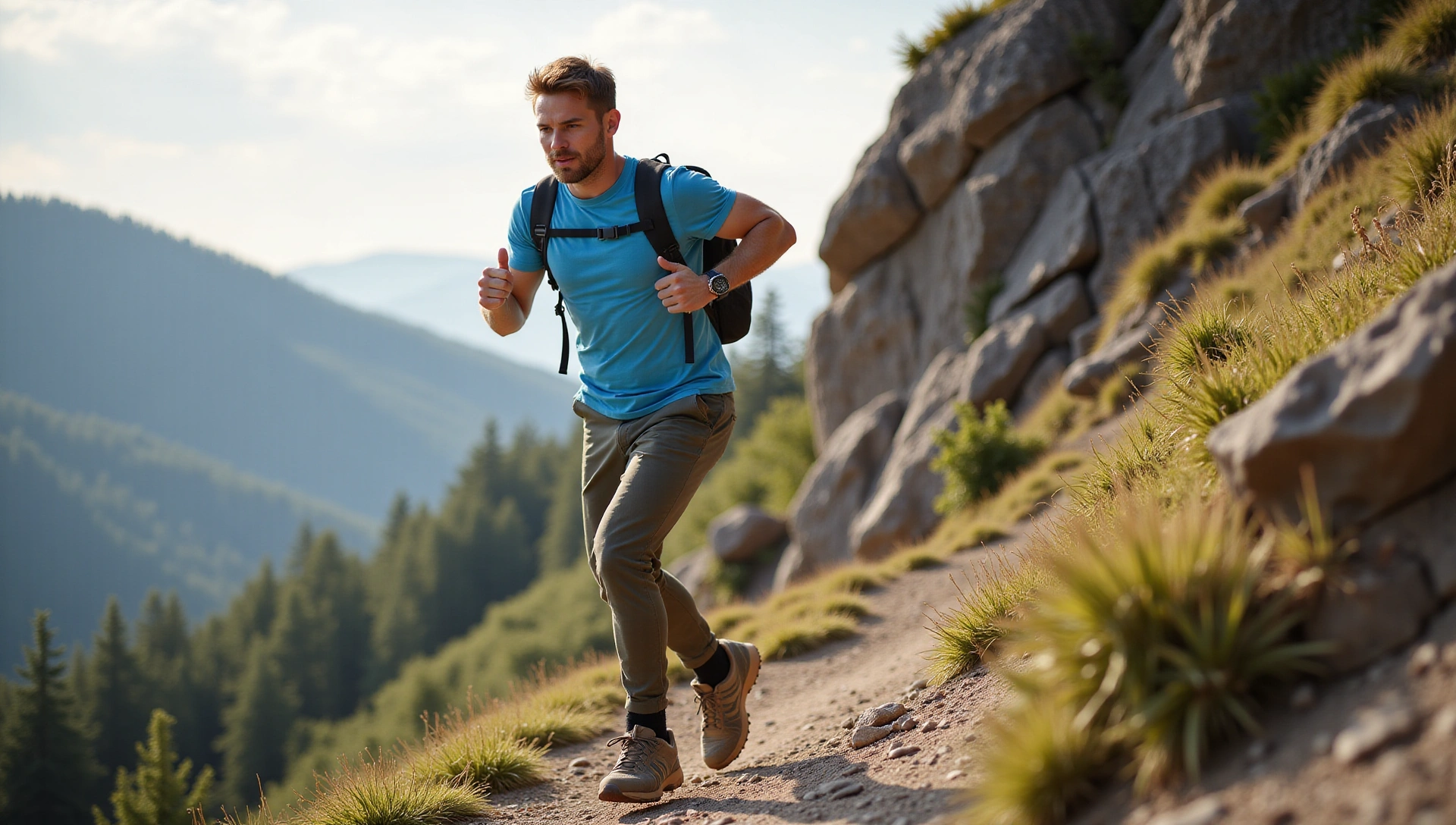 A healthy man engaging in an outdoor activity, full of energy and well-being.